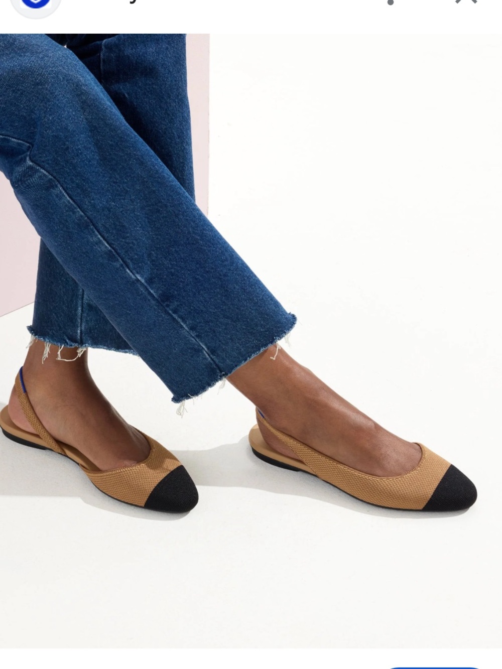 Rothy's Almond Slingback Flat in Tawny with Black Captoe - Picture 2 of 9